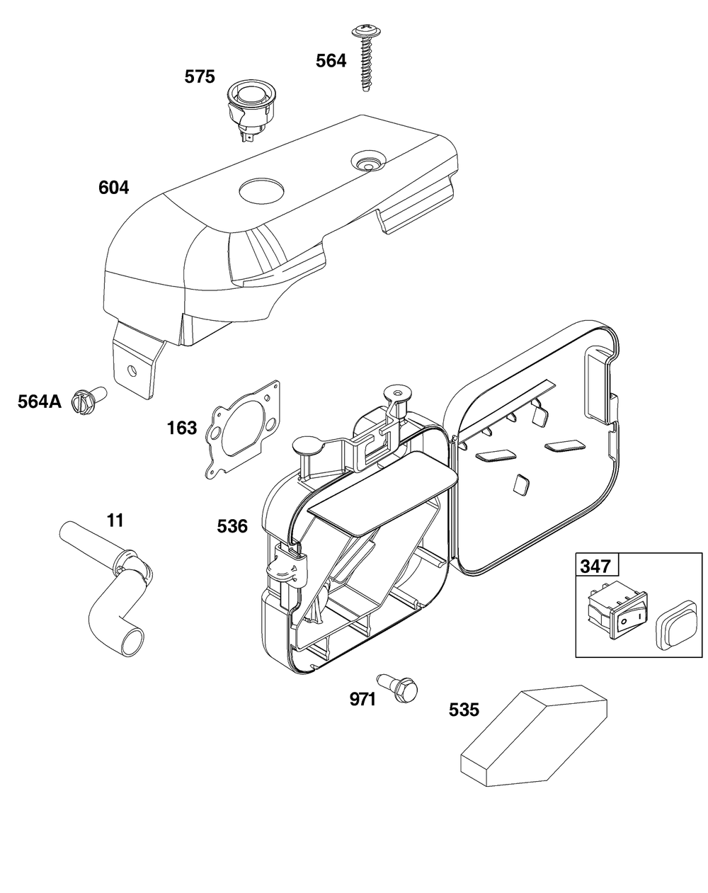 Air Cleaner Group Diagram and Parts List for 121S0B-0071-F1  Briggs and Stratton Engine